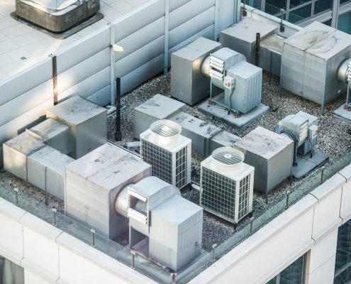 Air condition system on the building roof toop